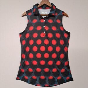 Obnoxious Golf Womens Small The Perforated Sleeveless Polo Shirt
